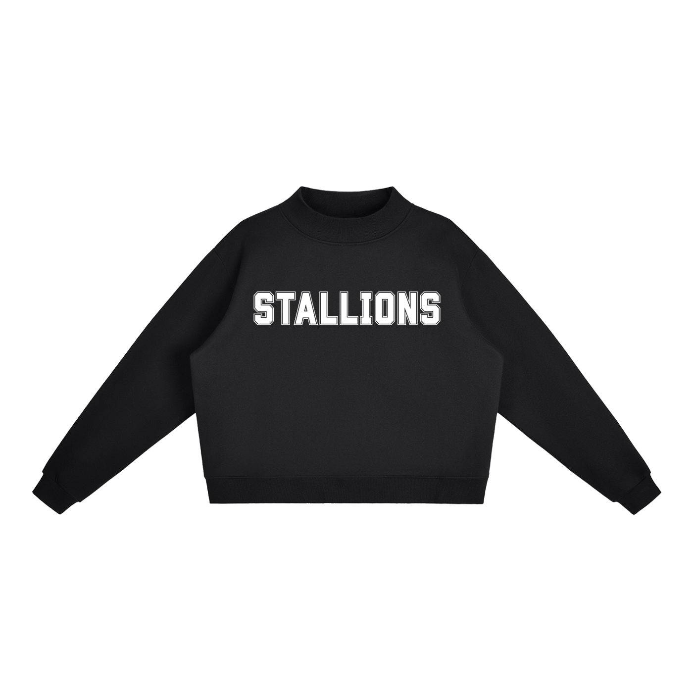 Stallions Black Mock-Neck Crew Sweatshirt