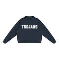 Trojan White Text Mock-Neck Crew Sweatshirt