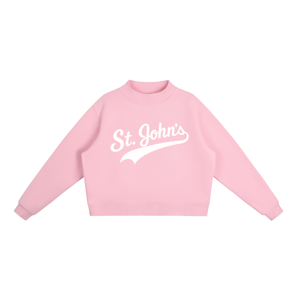 St. John's Swoosh Pink Mock-Neck Crew Sweatshirt
