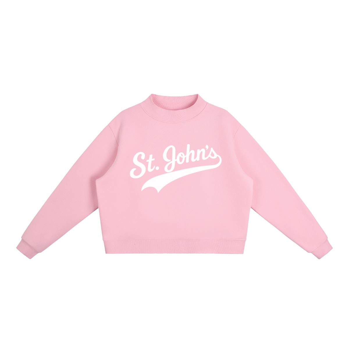 St. John's Swoosh Pink Mock-Neck Crew Sweatshirt