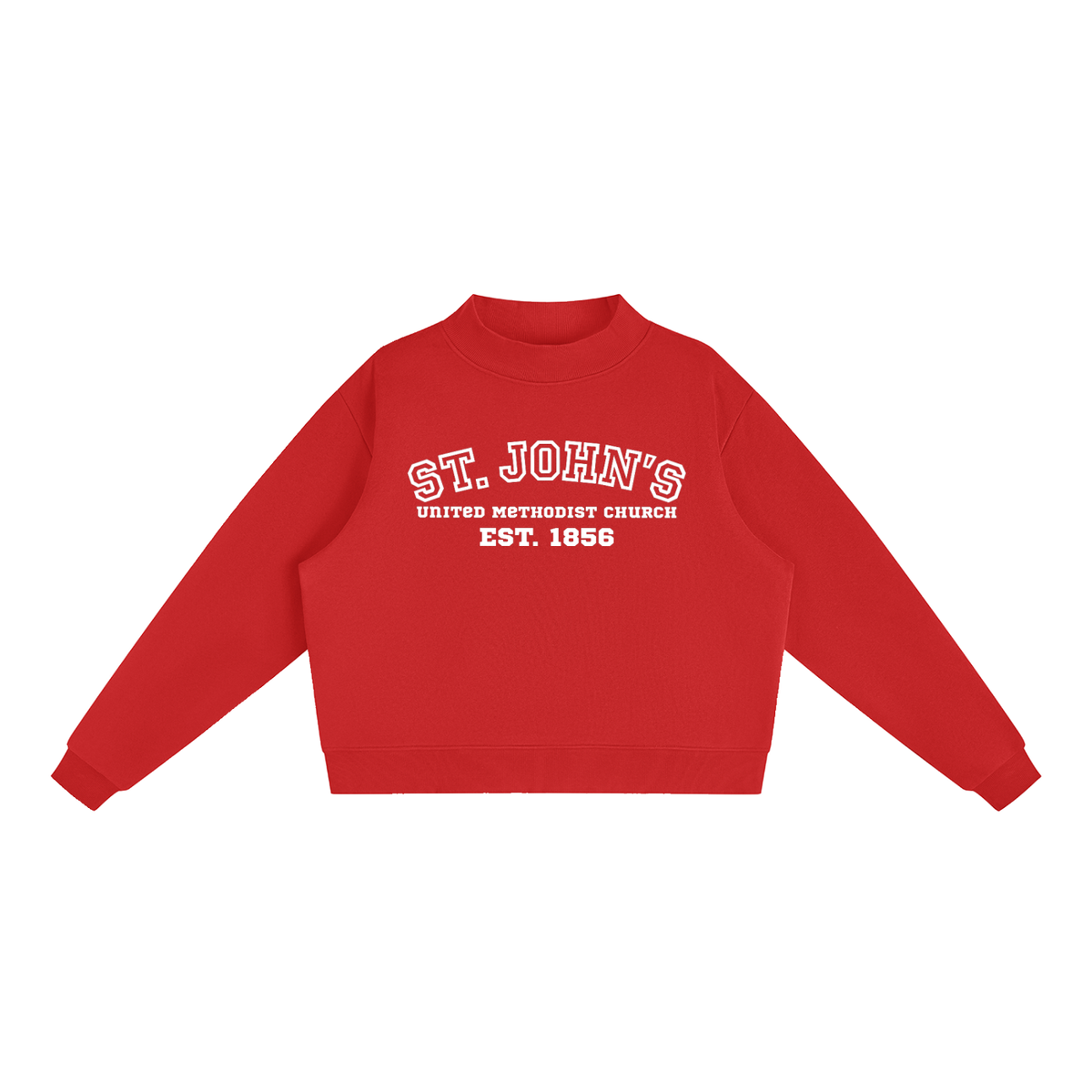 St. John's White Text Mock-Neck Crew Sweatshirt