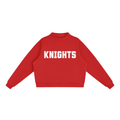 Knights Red with White Text Mock-Neck Crew Sweatshirt