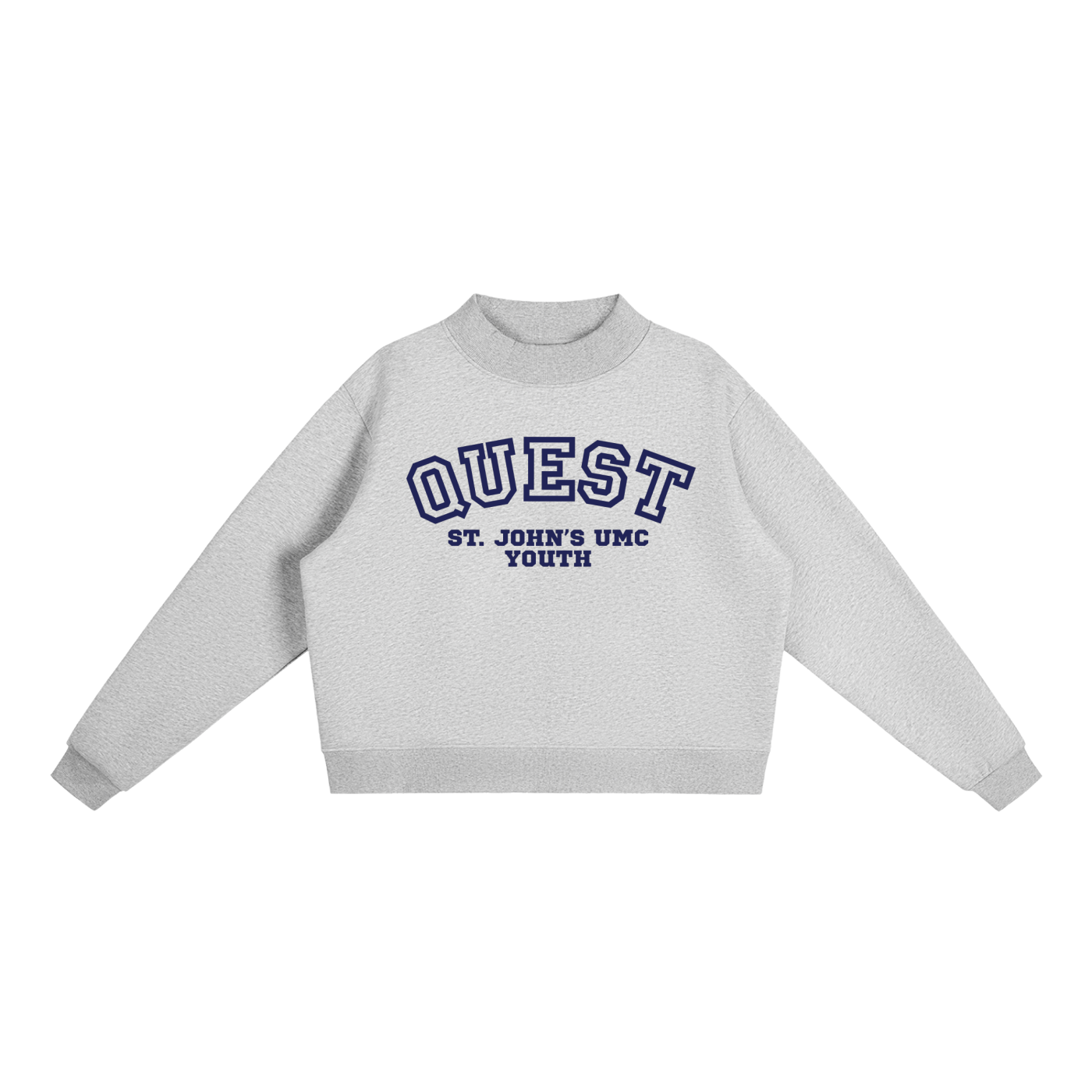 Quest Navy Text Mock-Neck Crew Sweatshirt