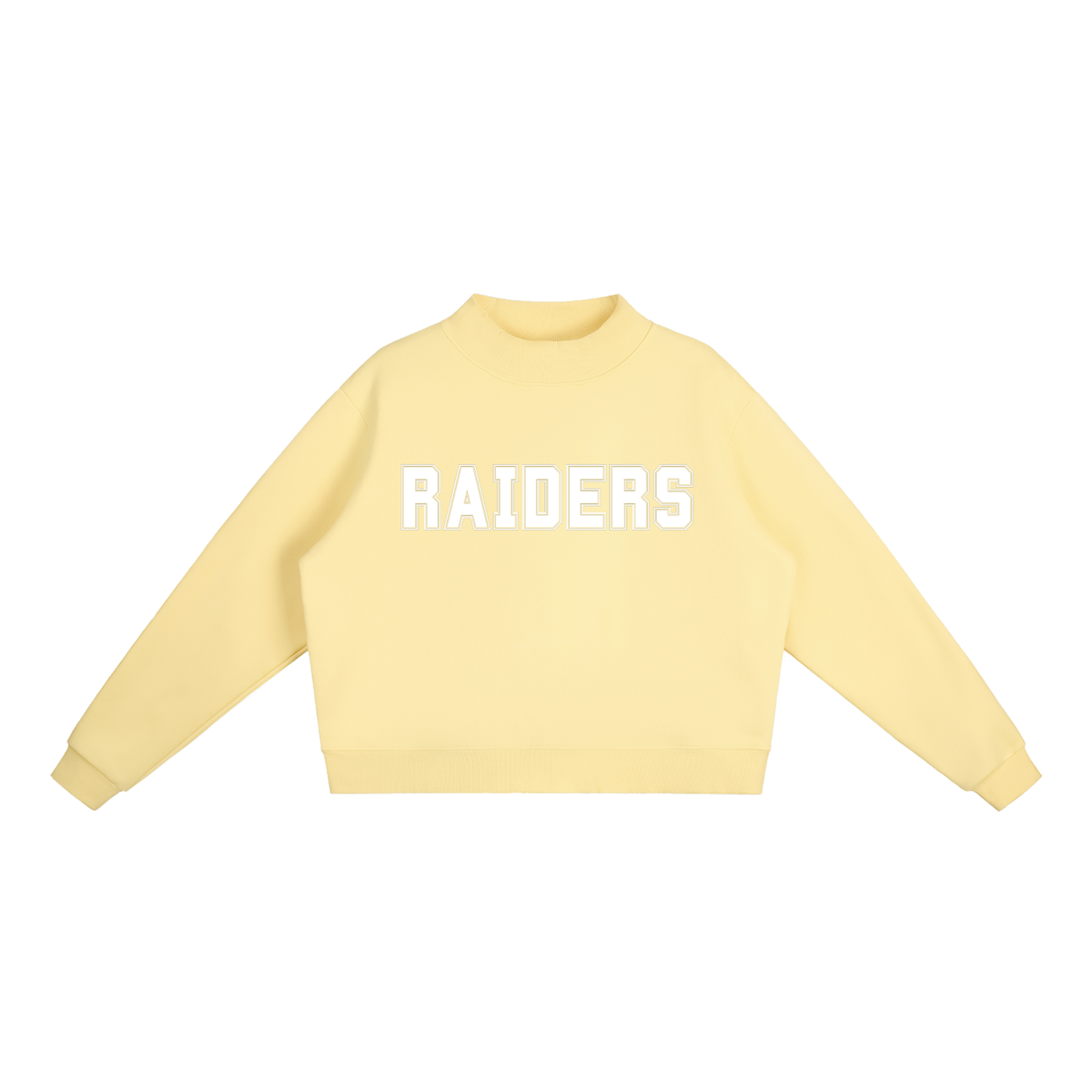 Raiders Yellow with White Text Mock-Neck Crew Sweatshirt