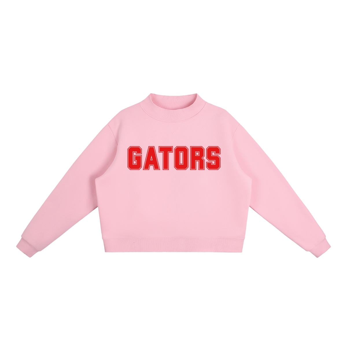 Gators Red Text Mock-Neck Crew Sweatshirt
