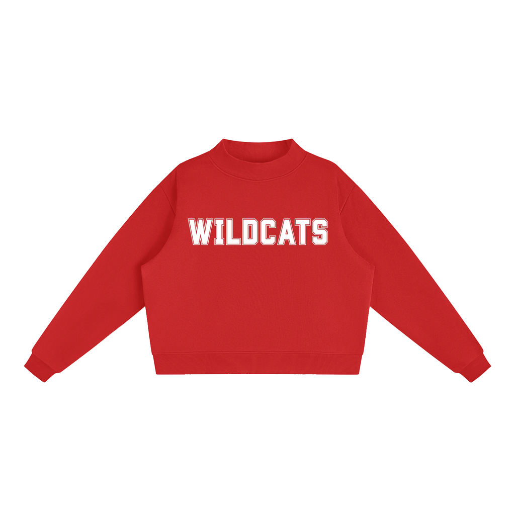 Wildcats Navy with White Text Mock-Neck Crew Sweatshirt