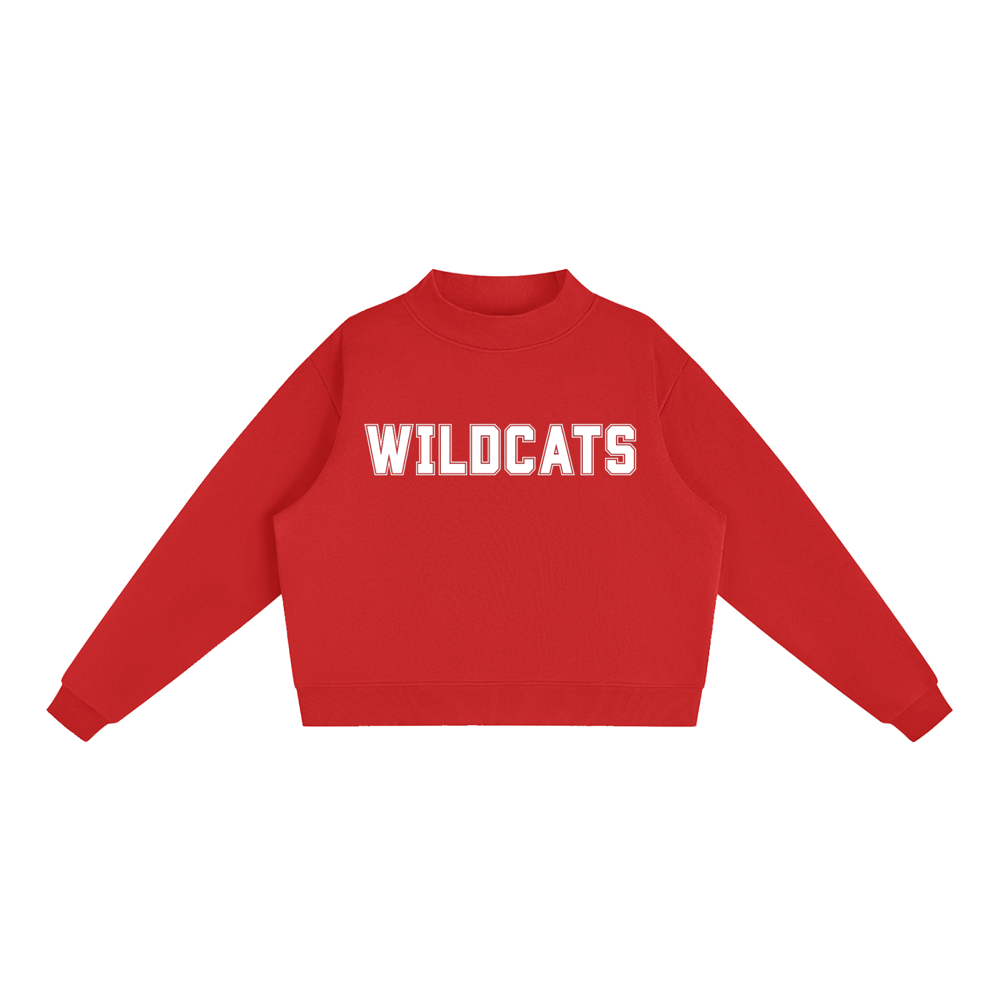 Wildcats Navy with White Text Mock-Neck Crew Sweatshirt