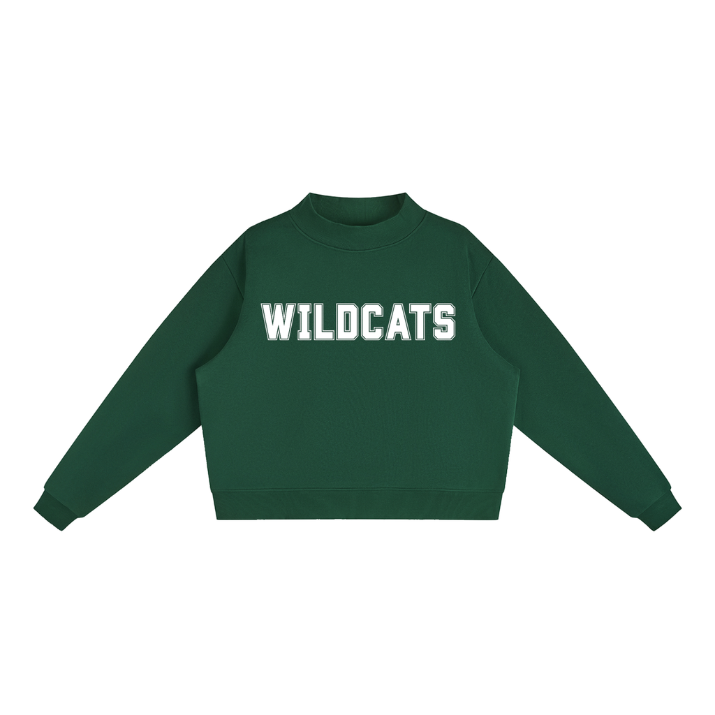 Wildcats Navy with White Text Mock-Neck Crew Sweatshirt