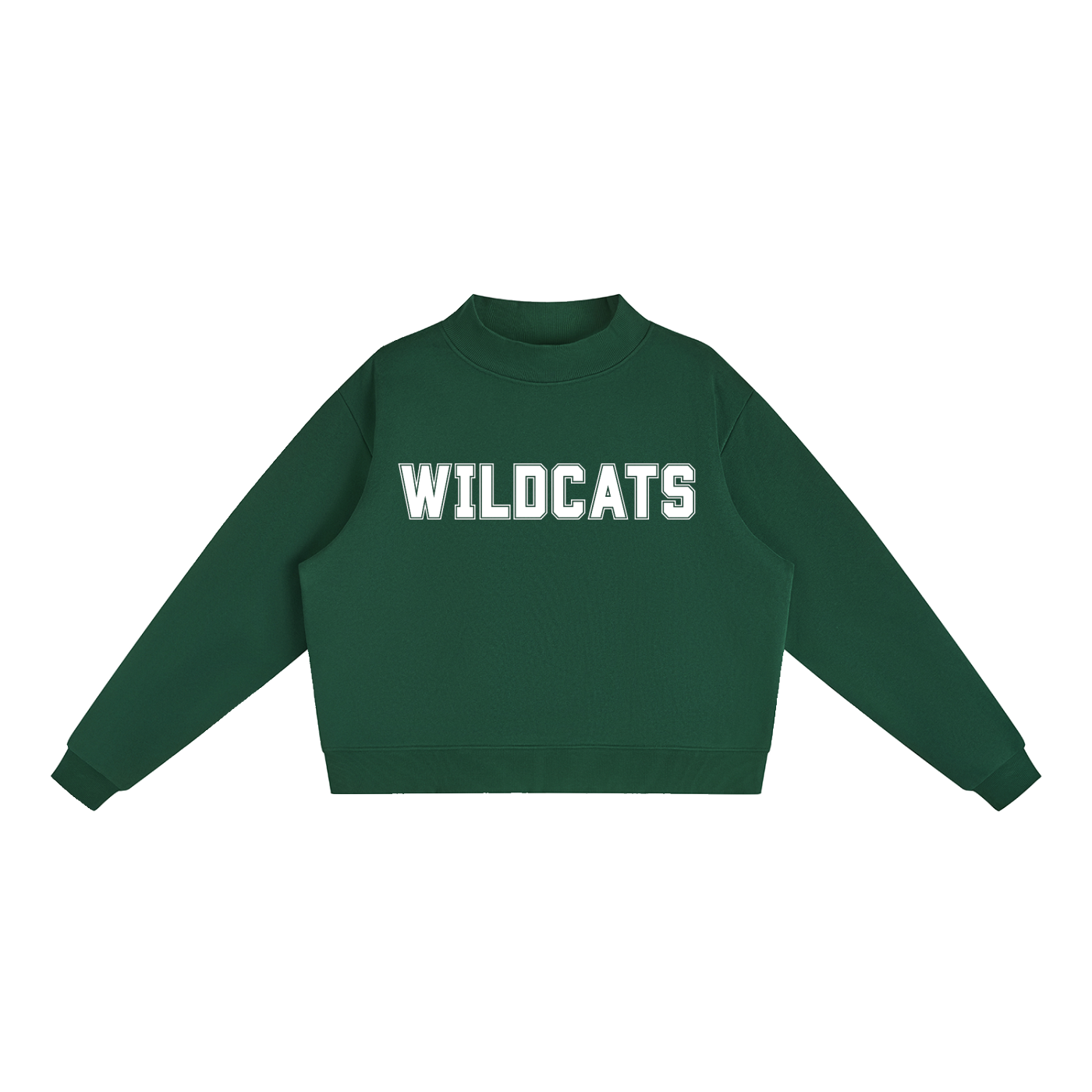 Wildcats Navy with White Text Mock-Neck Crew Sweatshirt