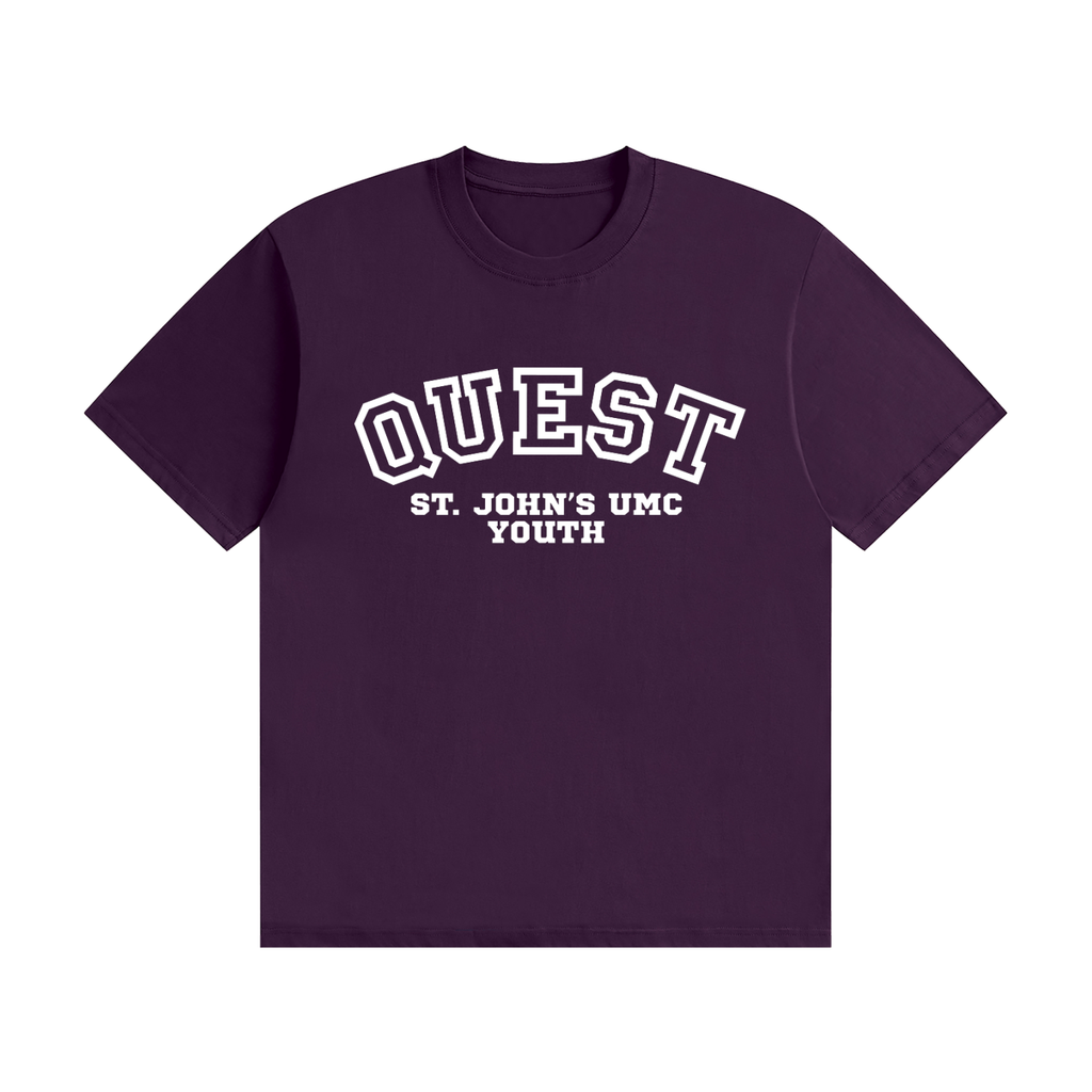 Quest Dark Purple with White Text Unisex Seamless Cotton T-Shirt