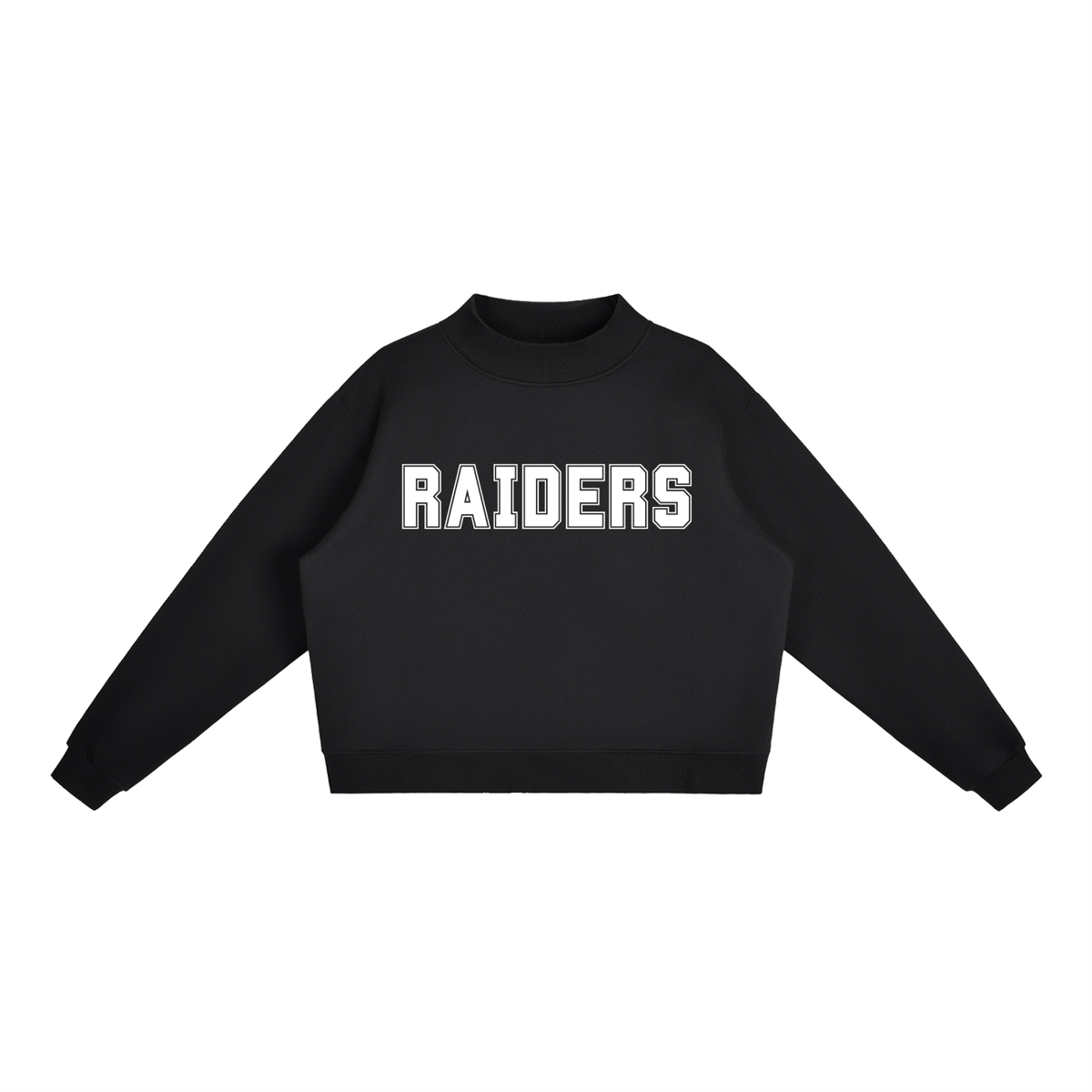 Raiders Navy with White Text Mock-Neck Crew Sweatshirt