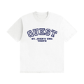Quest White with Navy Text Unisex Seamless Cotton T-Shirt