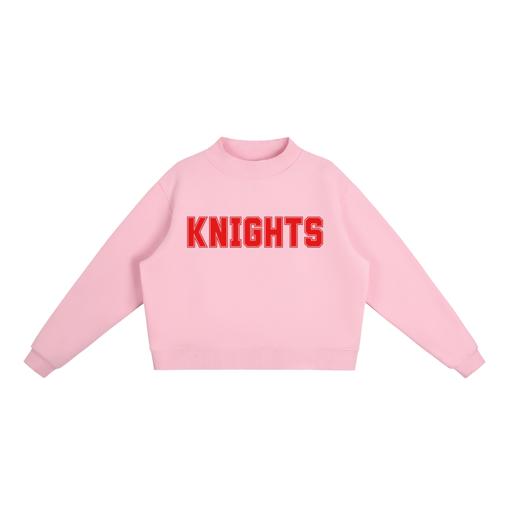 Knights Red Text Mock-Neck Crew Sweatshirt