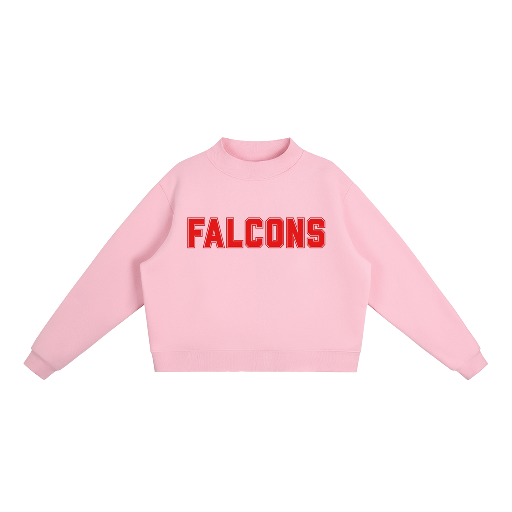 Falcons Red Text Mock-Neck Crew Sweatshirt
