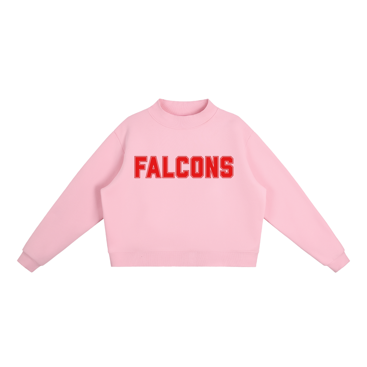 Falcons Red Text Mock-Neck Crew Sweatshirt