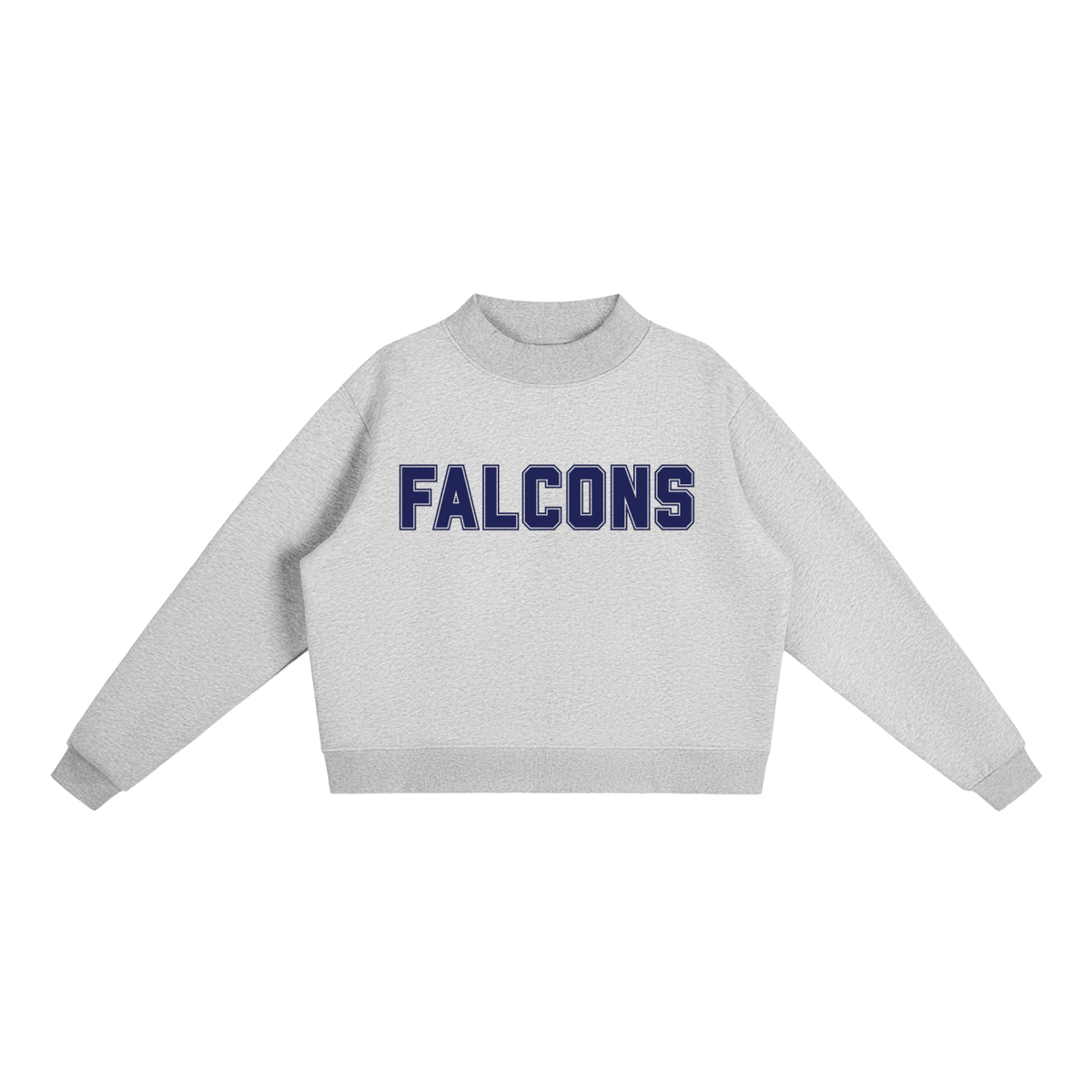 Falcons Navy Text Mock-Neck Crew Sweatshirt