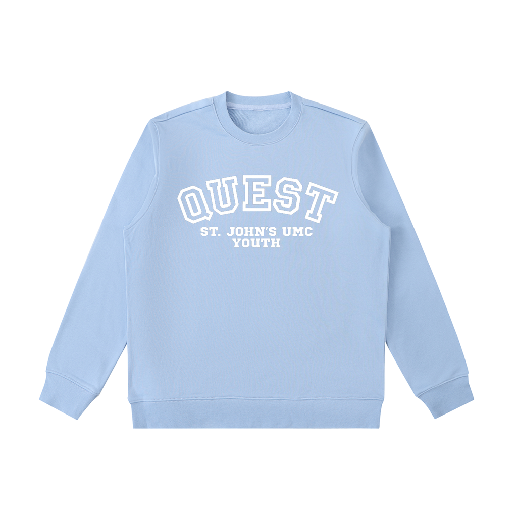 Sky Blue Essential Heavyweight Crewneck  Sweatshirt with White Text
