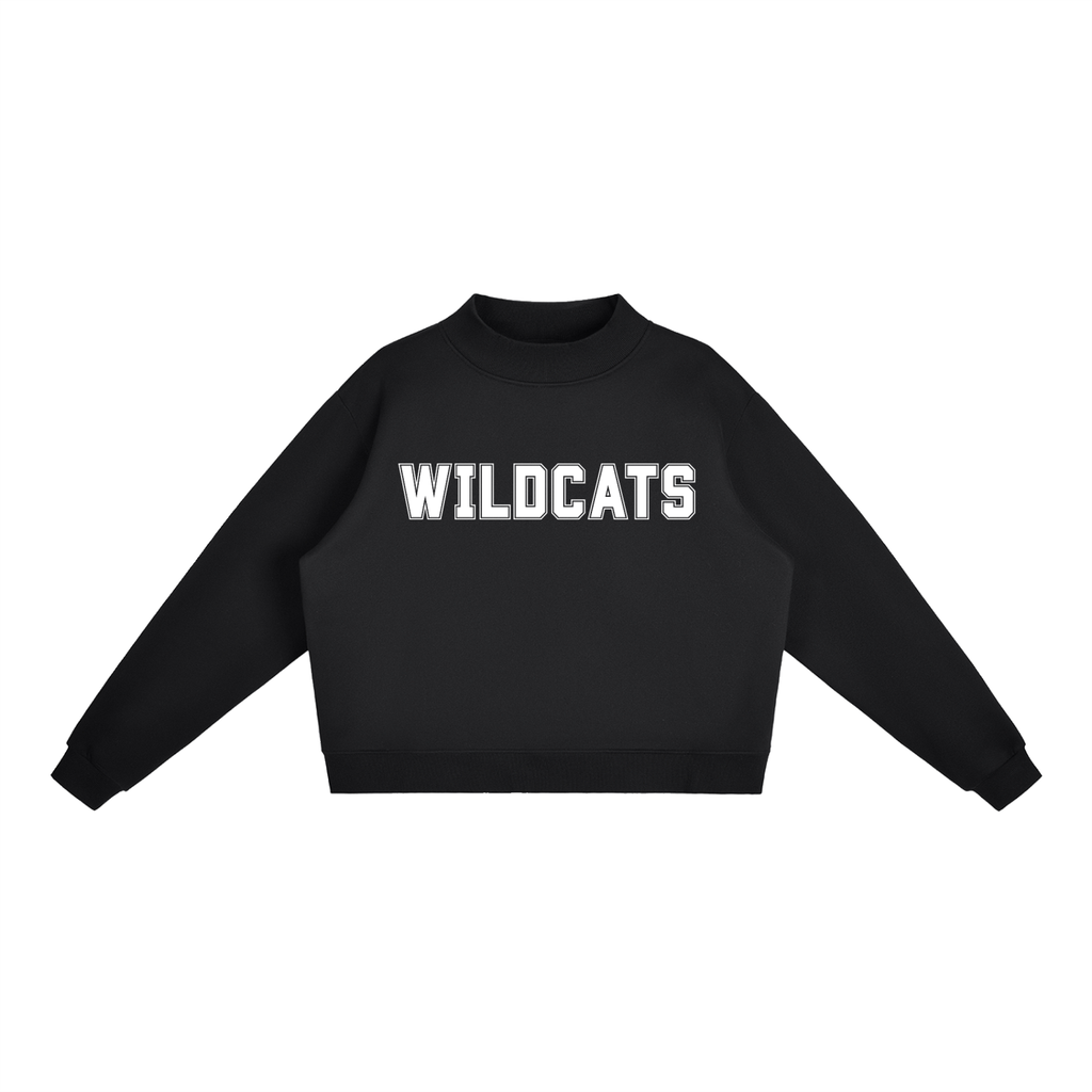 Wildcats Navy with White Text Mock-Neck Crew Sweatshirt