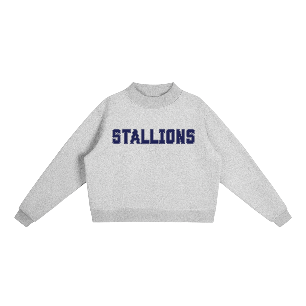 Stallions Navy Text Mock-Neck Crew Sweatshirt