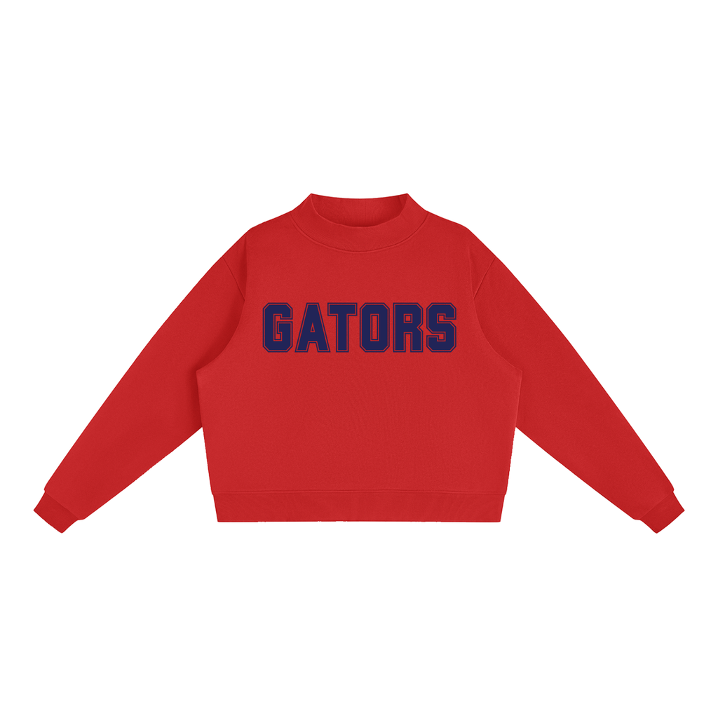 Gators Red with Navy Mock-Neck Crew Sweatshirt