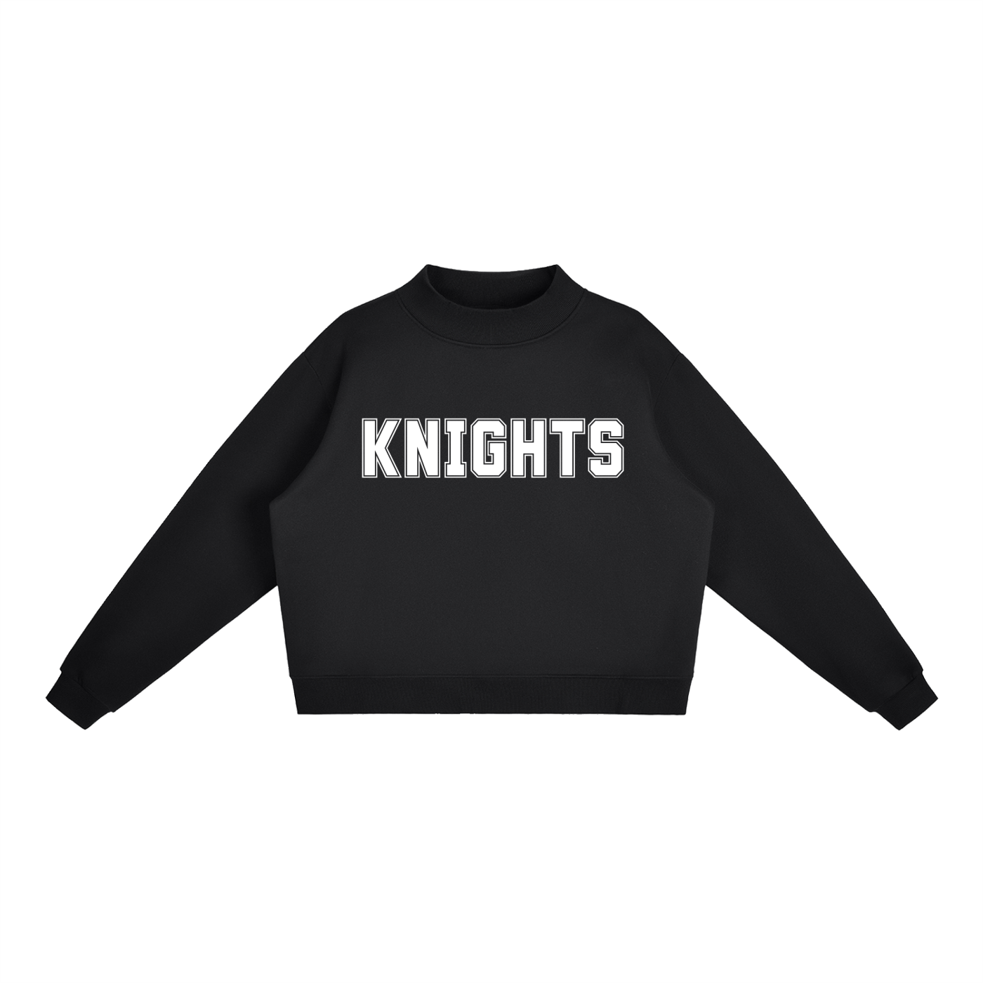 Knights White Text Mock-Neck Crew Sweatshirt