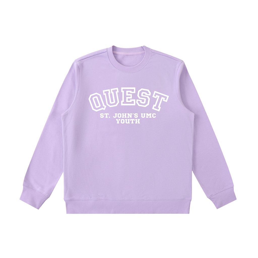 Quest Light Purple with White Text Essential Heavyweight Crewneck Sweatshirt