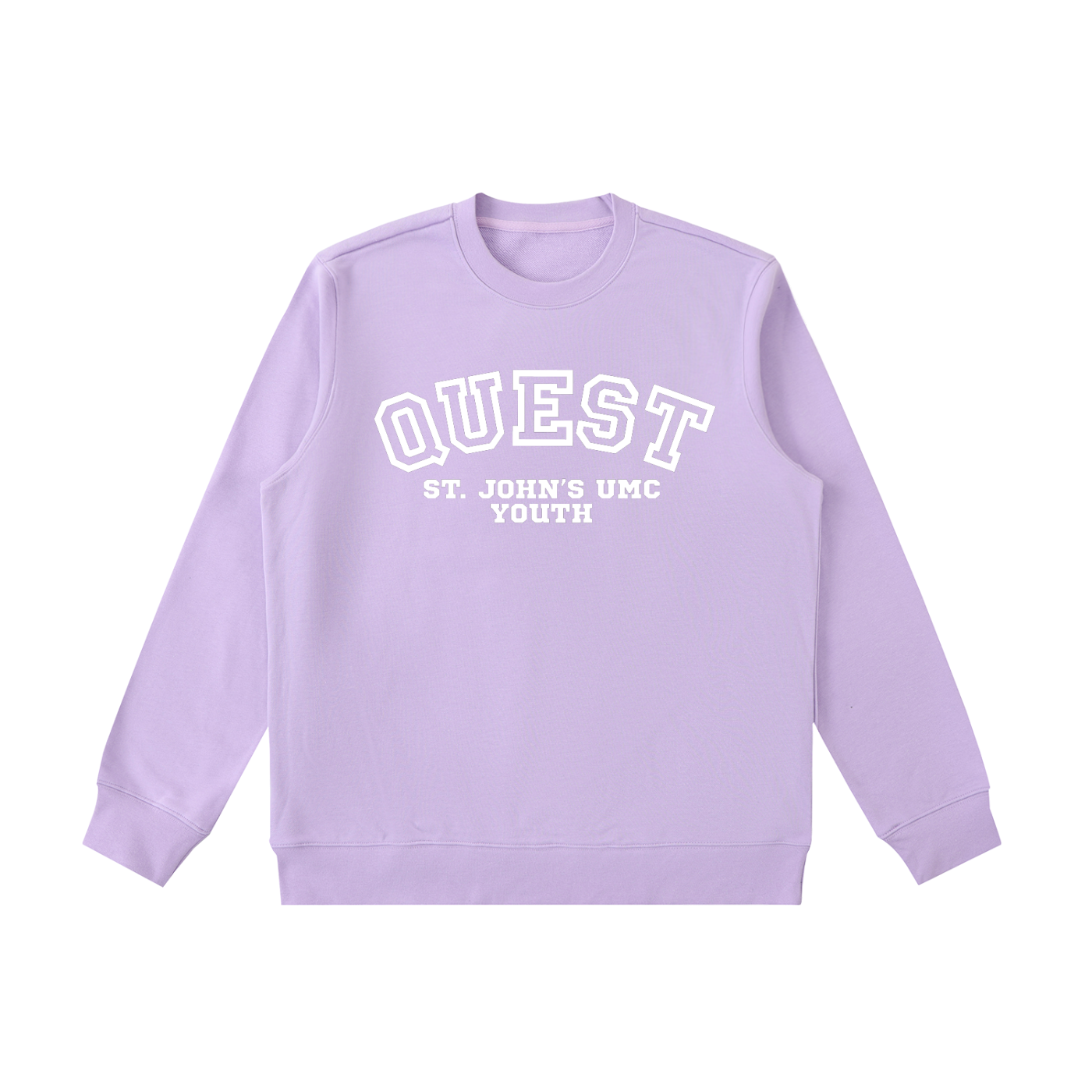 Quest Light Purple with White Text Essential Heavyweight Crewneck Sweatshirt