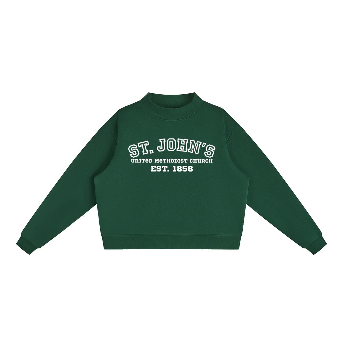 St. John's White Text Mock-Neck Crew Sweatshirt