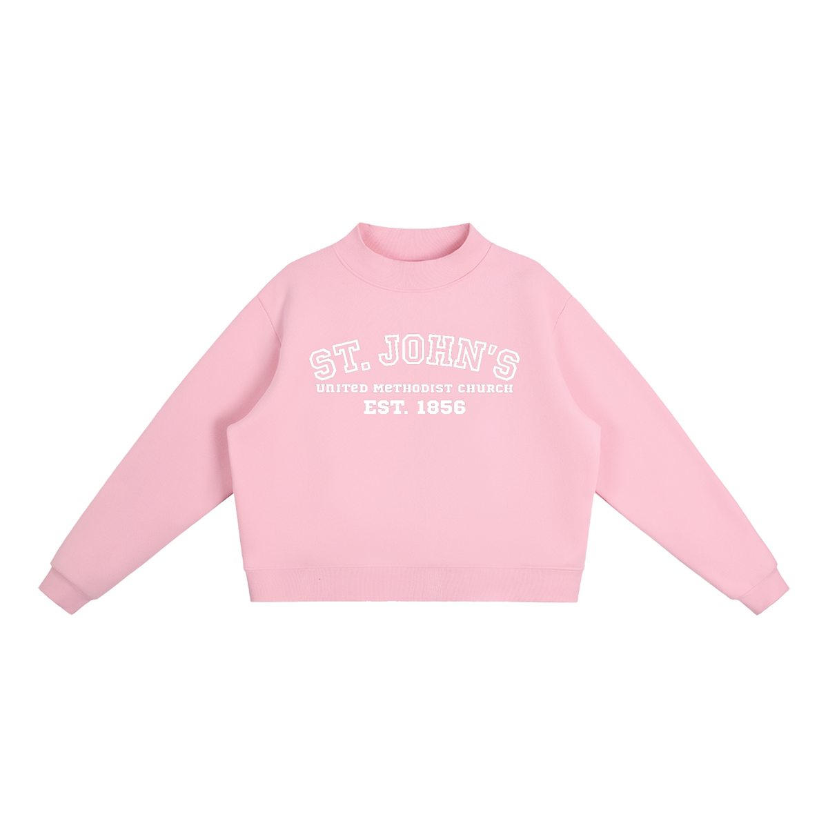 St. John's White Text Mock-Neck Crew Sweatshirt