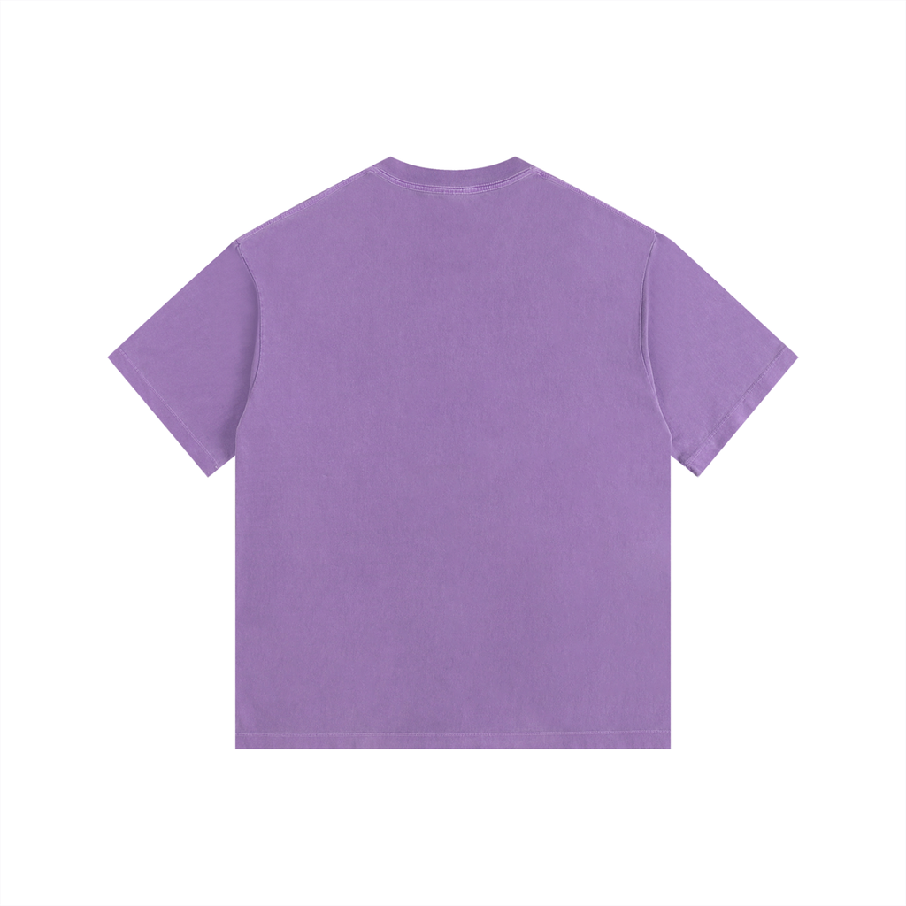 Quest Purple with White Text Vintage Washed Oversized Cotton T-Shirt