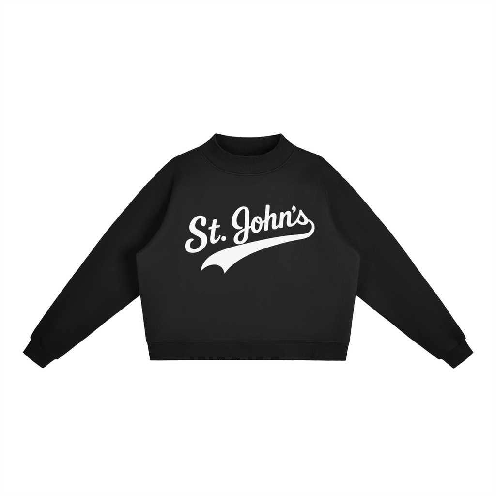 St. John's Swoosh Black Mock-Neck Crew Sweatshirt