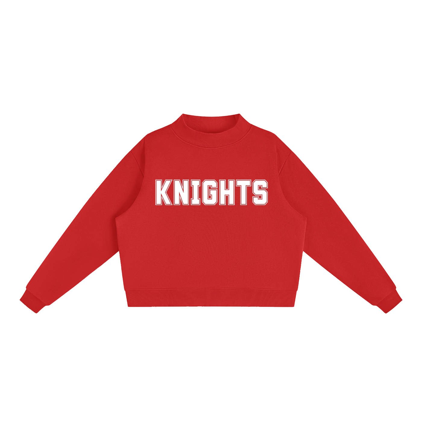 Knights White Text Mock-Neck Crew Sweatshirt