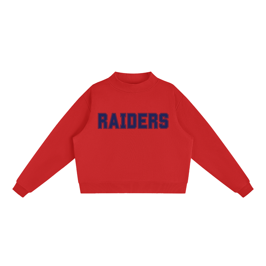 Raiders Red with Navy Text Mock-Neck Crew Sweatshirt