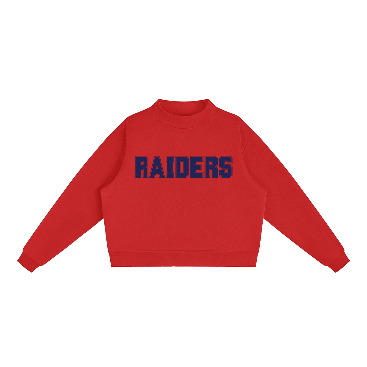 Raiders Red with Navy Text Mock-Neck Crew Sweatshirt