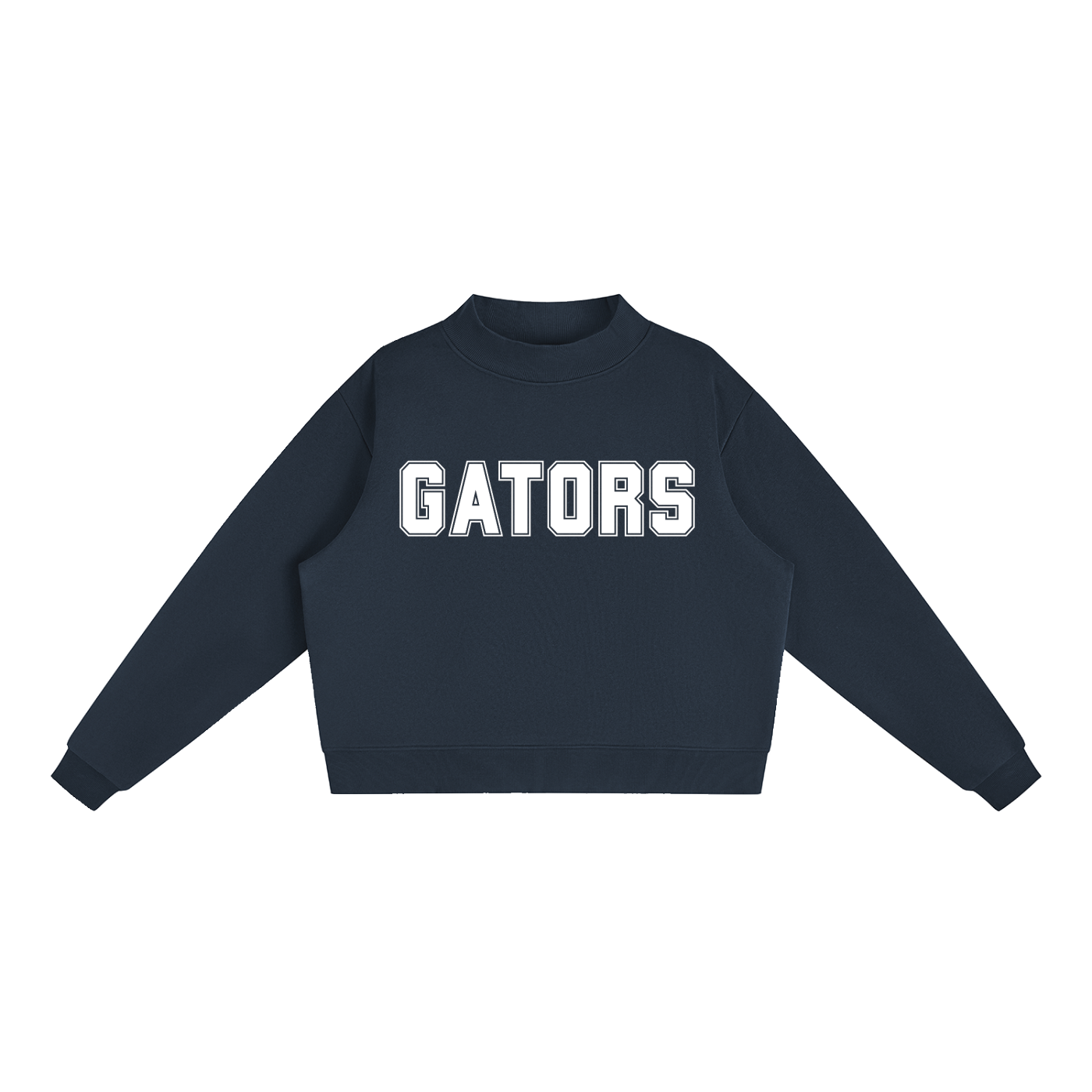 Gators White Text Mock-Neck Crew Sweatshirt
