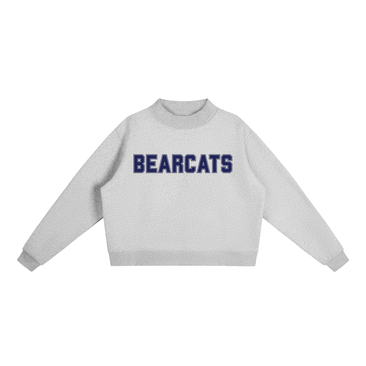 Bearcat Navy Text Mock-Neck Crew Sweatshirt