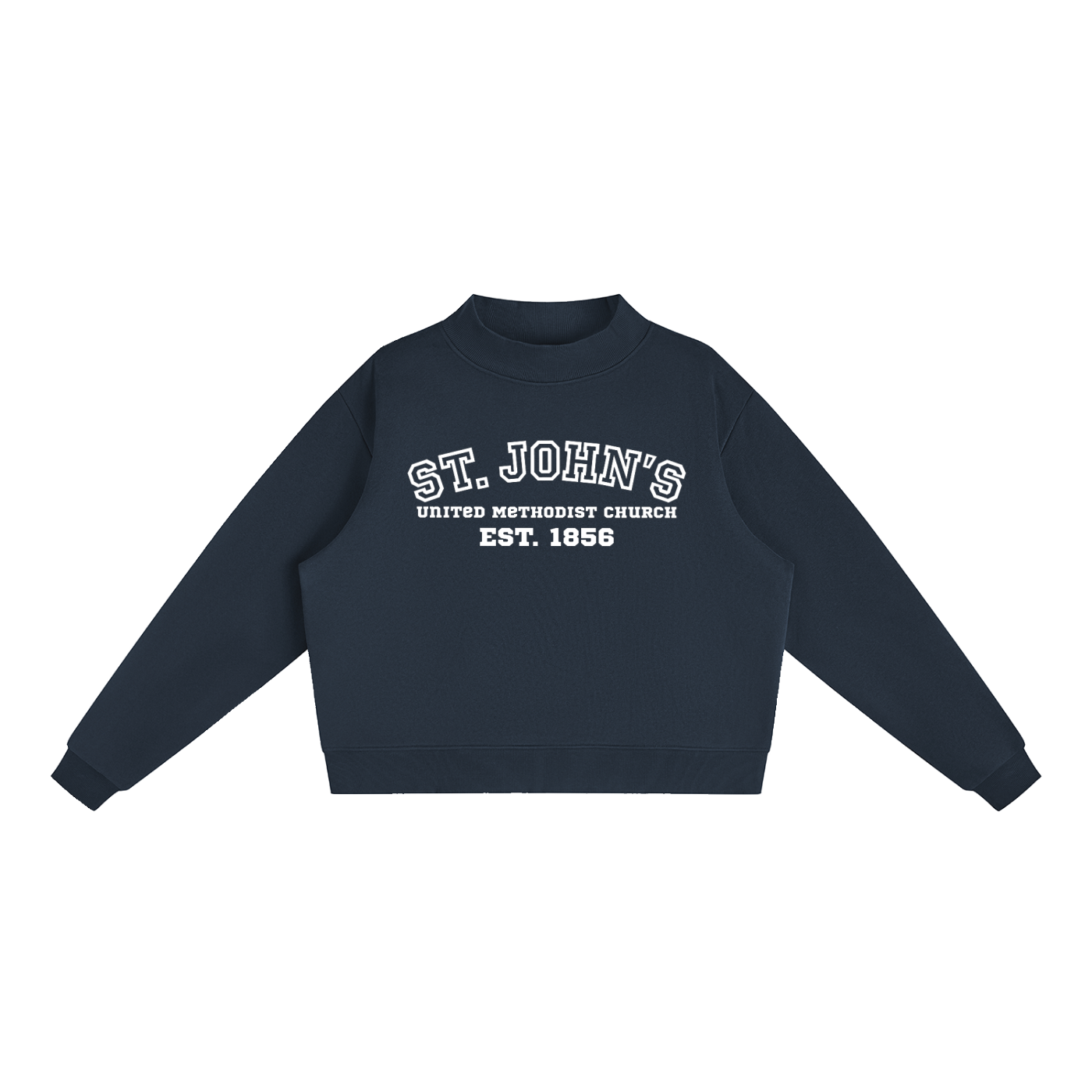 St. John's White Text Mock-Neck Crew Sweatshirt