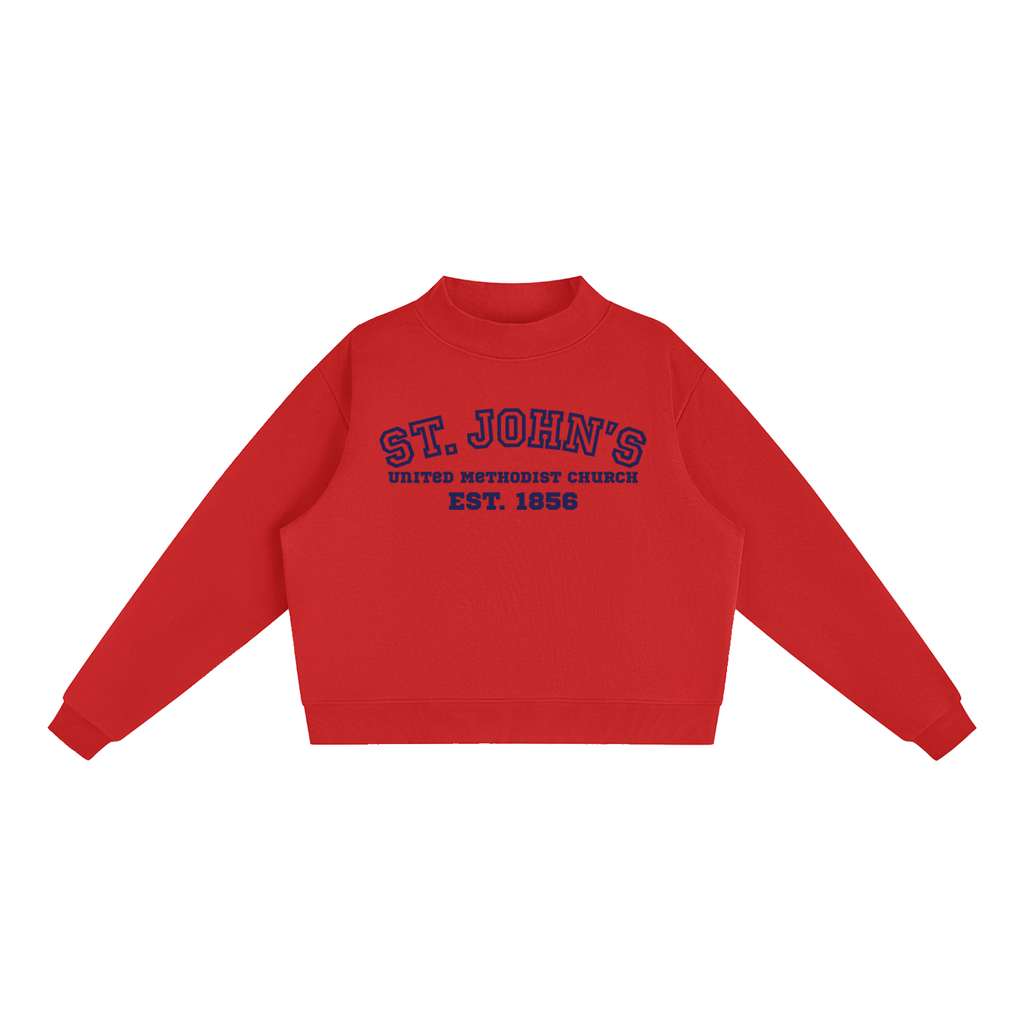 St. John's Navy Text Mock-Neck Crew Sweatshirt