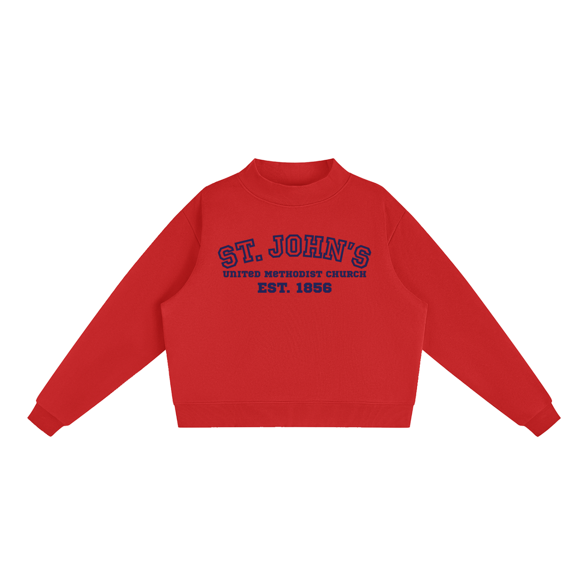 St. John's Navy Text Mock-Neck Crew Sweatshirt