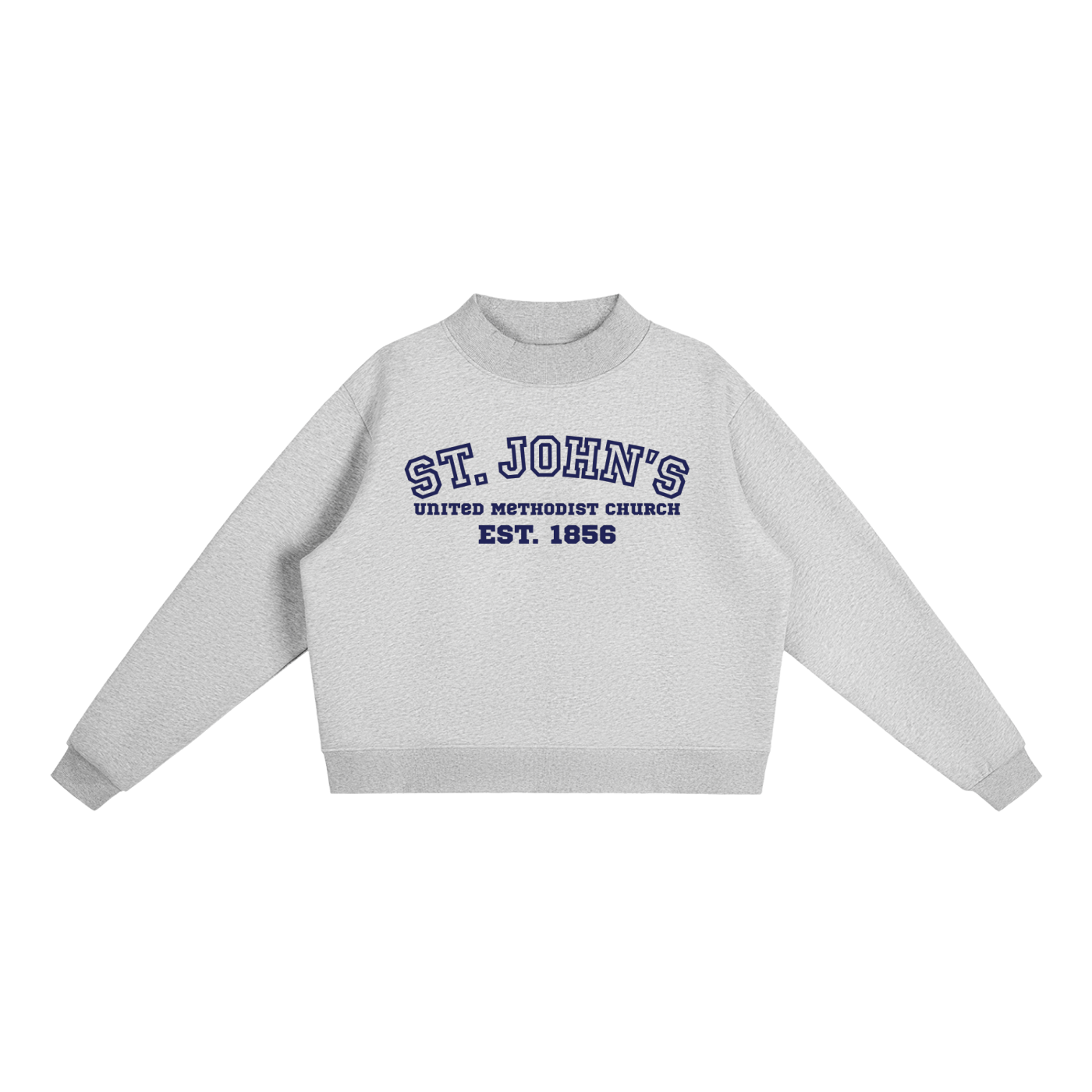 St. John's Navy Text Mock-Neck Crew Sweatshirt