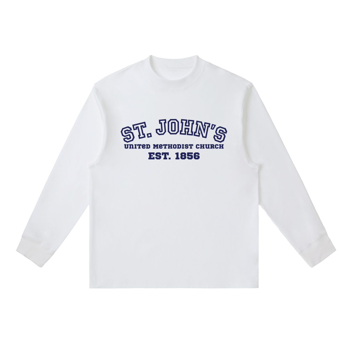 St. John's Classic  White Text Crewneck Long-Sleeve T-Shirt