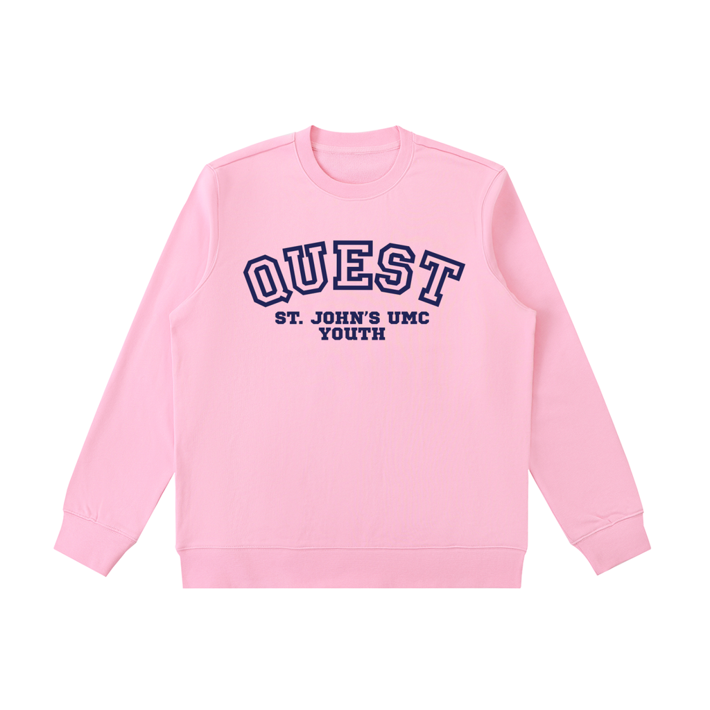 Quest Pink with Navy Text Essential Heavyweight Crewneck  Sweatshirt