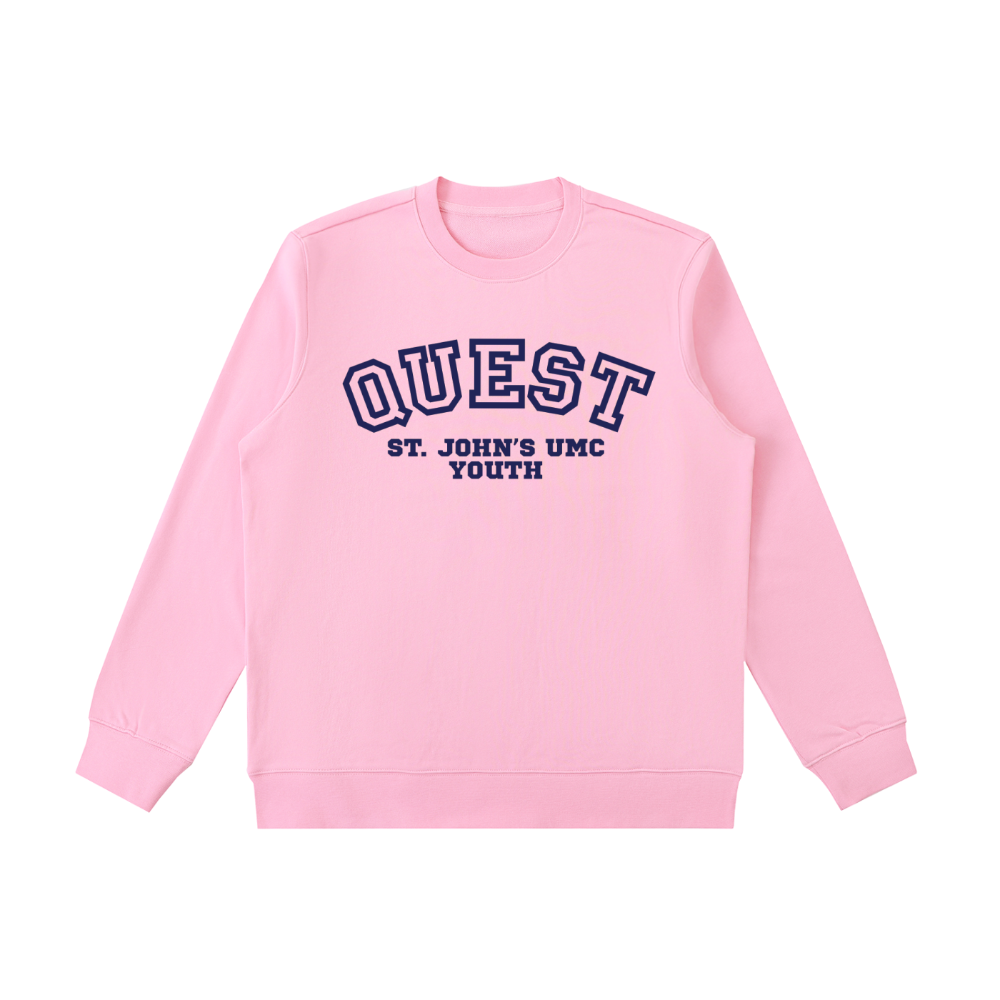 Quest Pink with Navy Text Essential Heavyweight Crewneck  Sweatshirt