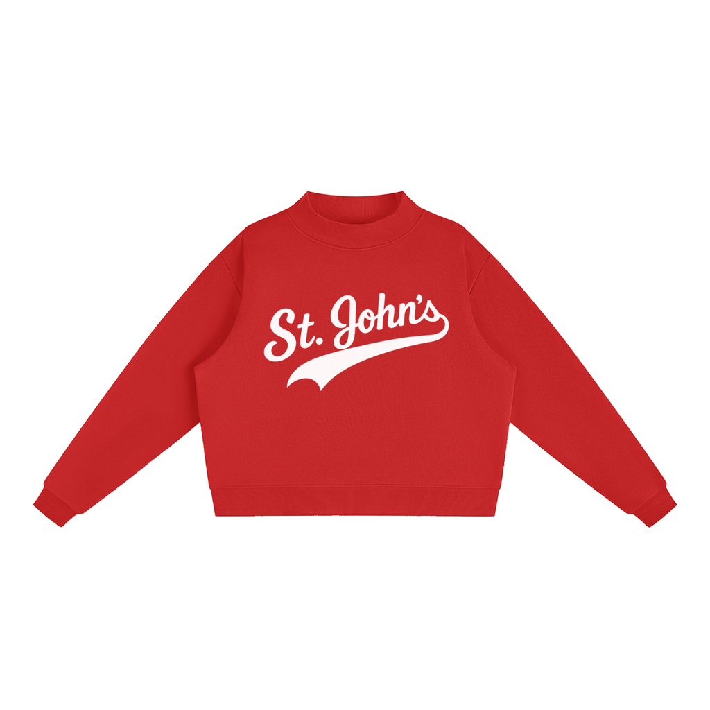 St. John's Swoosh Red Mock-Neck Crew Sweatshirt
