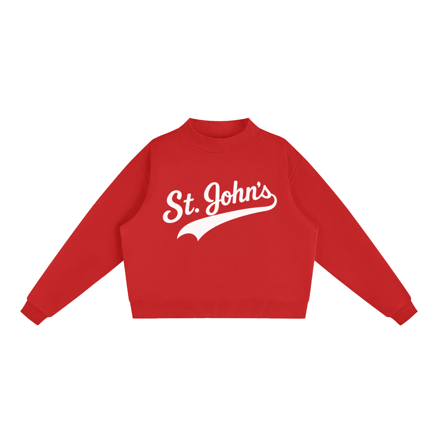 St. John's Swoosh Red Mock-Neck Crew Sweatshirt