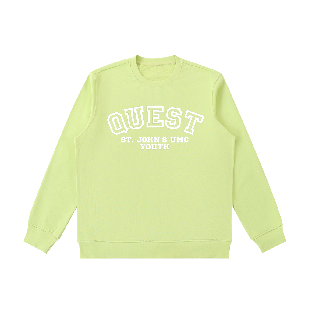 Quest Lemon Green with White Text Essential Heavyweight Crewneck  Sweatshirt
