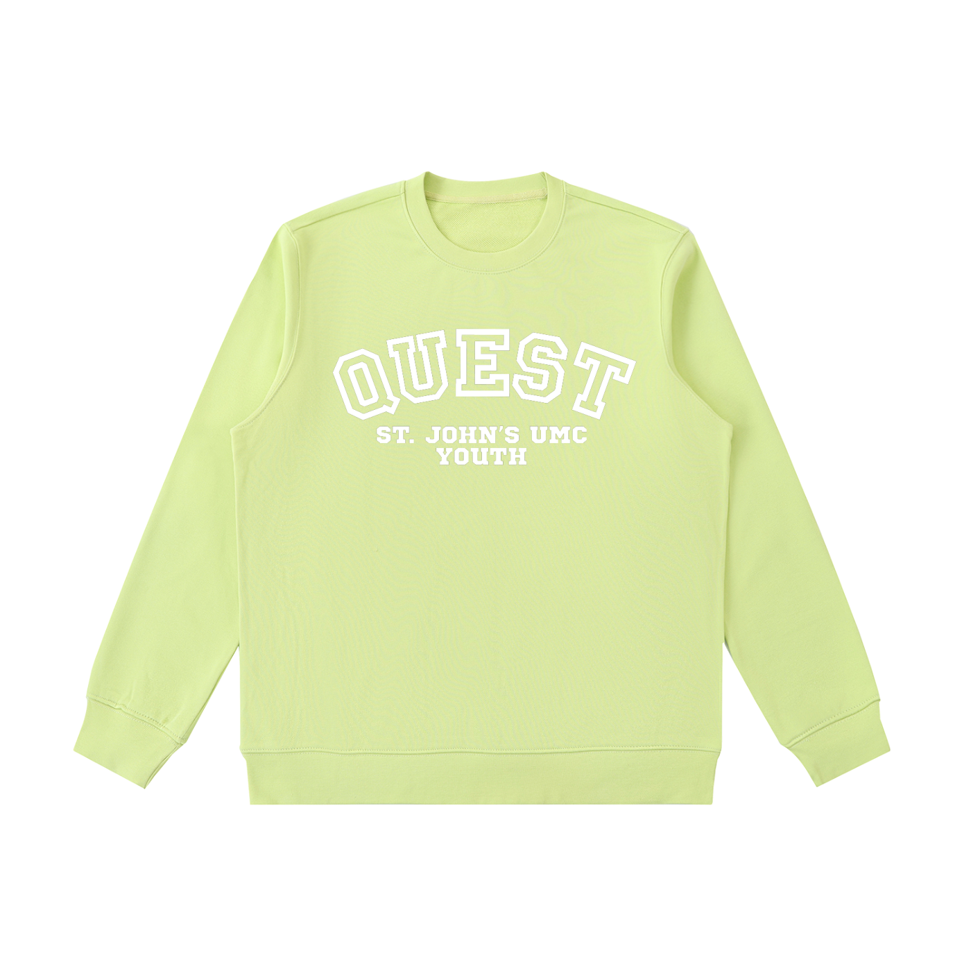 Quest Lemon Green with White Text Essential Heavyweight Crewneck  Sweatshirt