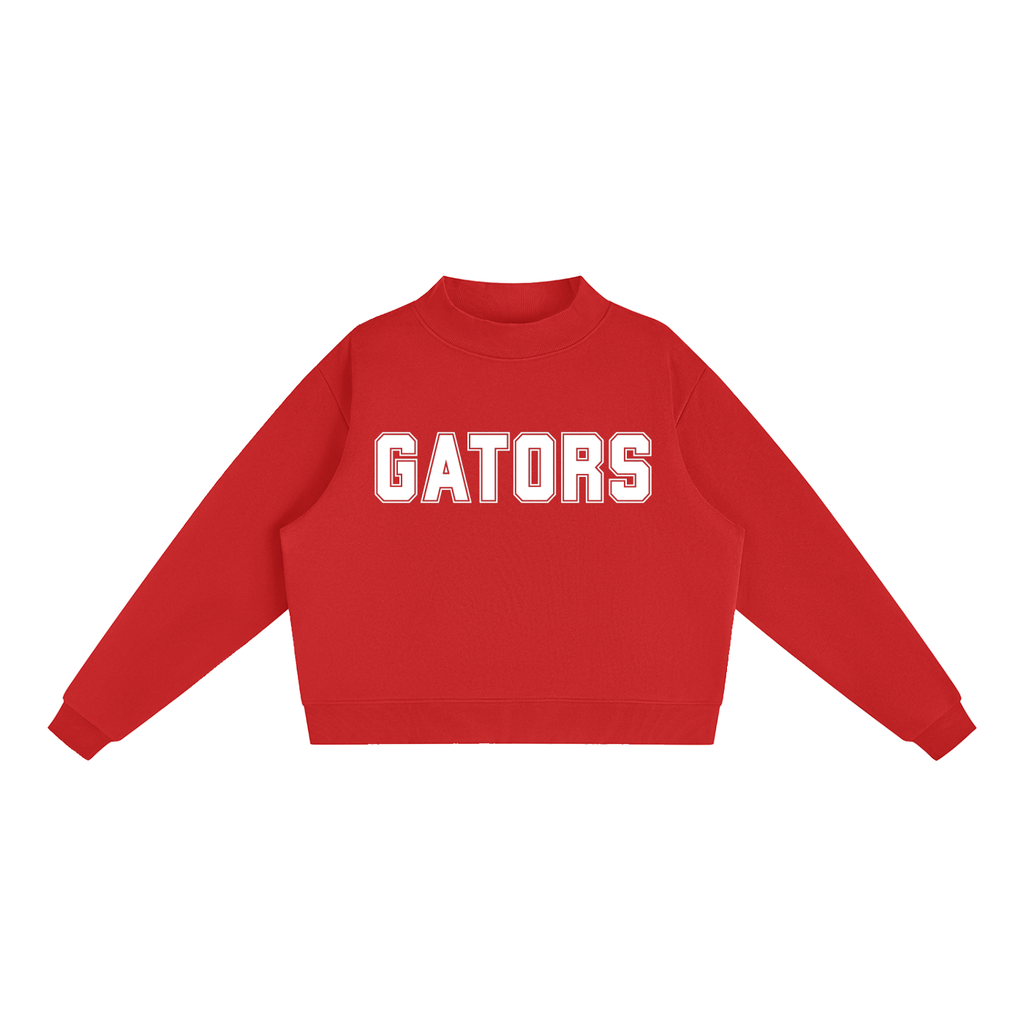 Gators White Text Mock-Neck Crew Sweatshirt