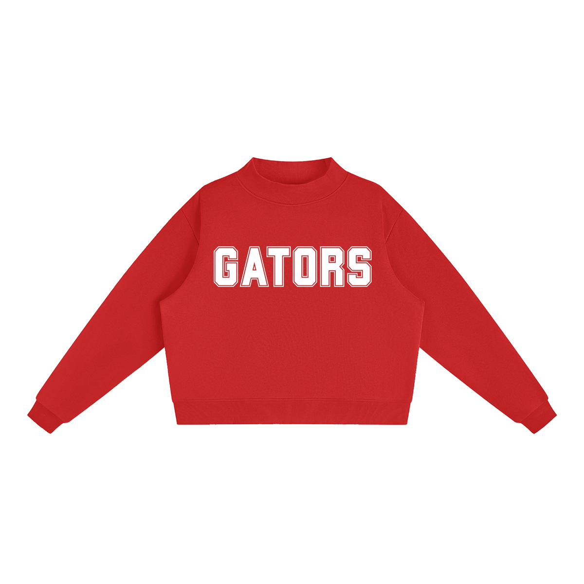 Gators White Text Mock-Neck Crew Sweatshirt