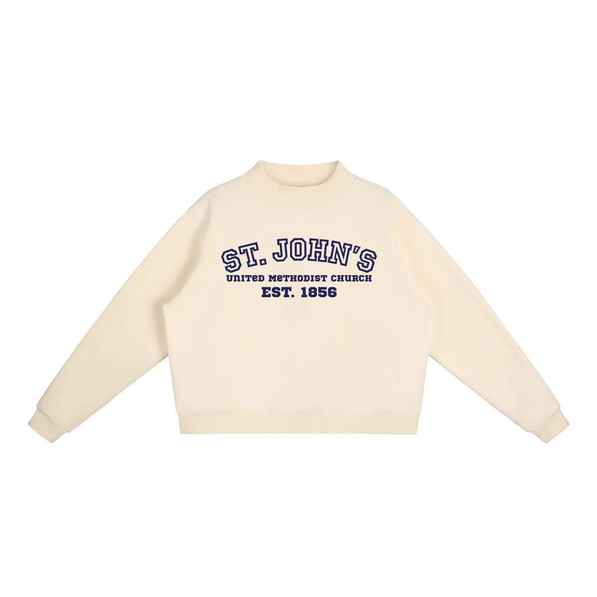 St. John's Navy Text Mock-Neck Crew Sweatshirt